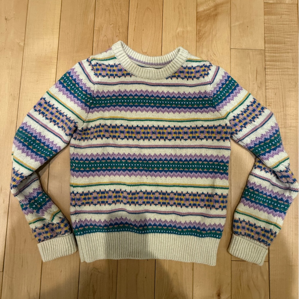 Mini Boden Fair Isle Multicolor Knit Sweater size 9/10